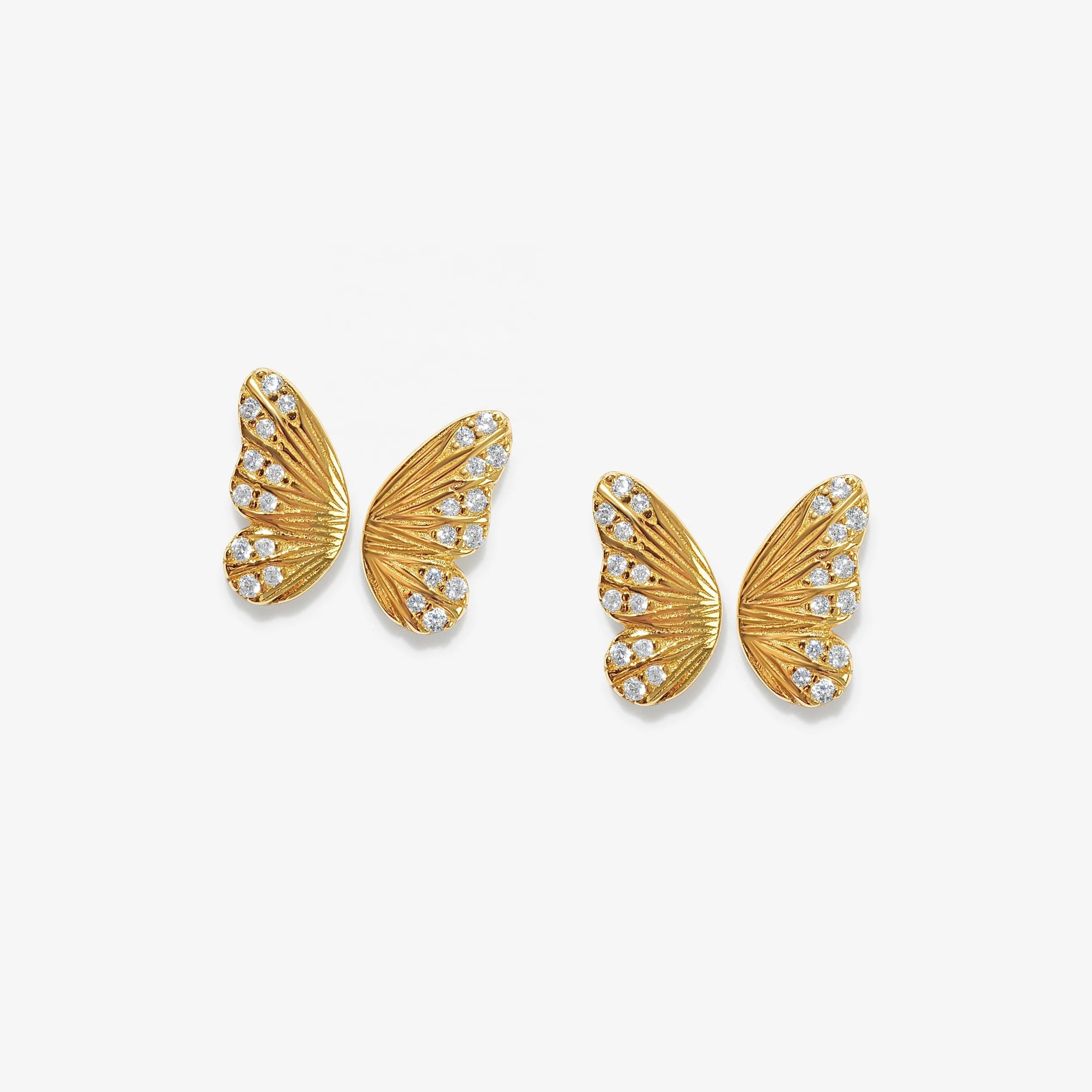 LOZRUNVE Hot Selling Crystal CZ Texture Half Wing Butterfly Stud Earring Set Jewelry Custom