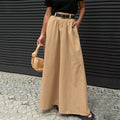 Enyami Streetwear Chic Design Fashion Office Leisure 100% Cotton High Waist Skirt Women A-line Maxi Long Skirts With Pockets