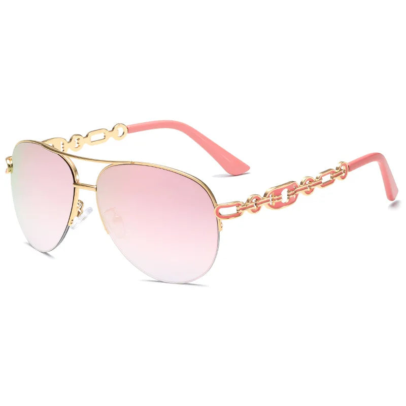 Vintage Superior Quality Rose Gold Metal Cat Eye Sunglasses Women and Men's Oculos with Excellent Mirror Effect