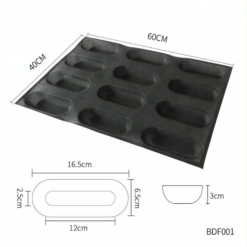 Silicone Rectangle Hot Dog Bread Baking Molds Non-Stick Eco-Friendly 60x40cm