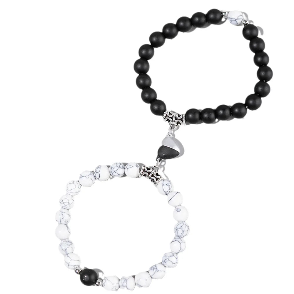 Hot Selling Cross Border Fashion Bracelet Heart-Shaped Magnetic Beaded Couples Valentine's Day Show Your Love Friendship Pearl