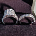 CAOSHI Trendy Luxury Silver Coating Wedding Ring Set Band for Bridal Girls and Women Ladys Love Couple Pair Jewelry