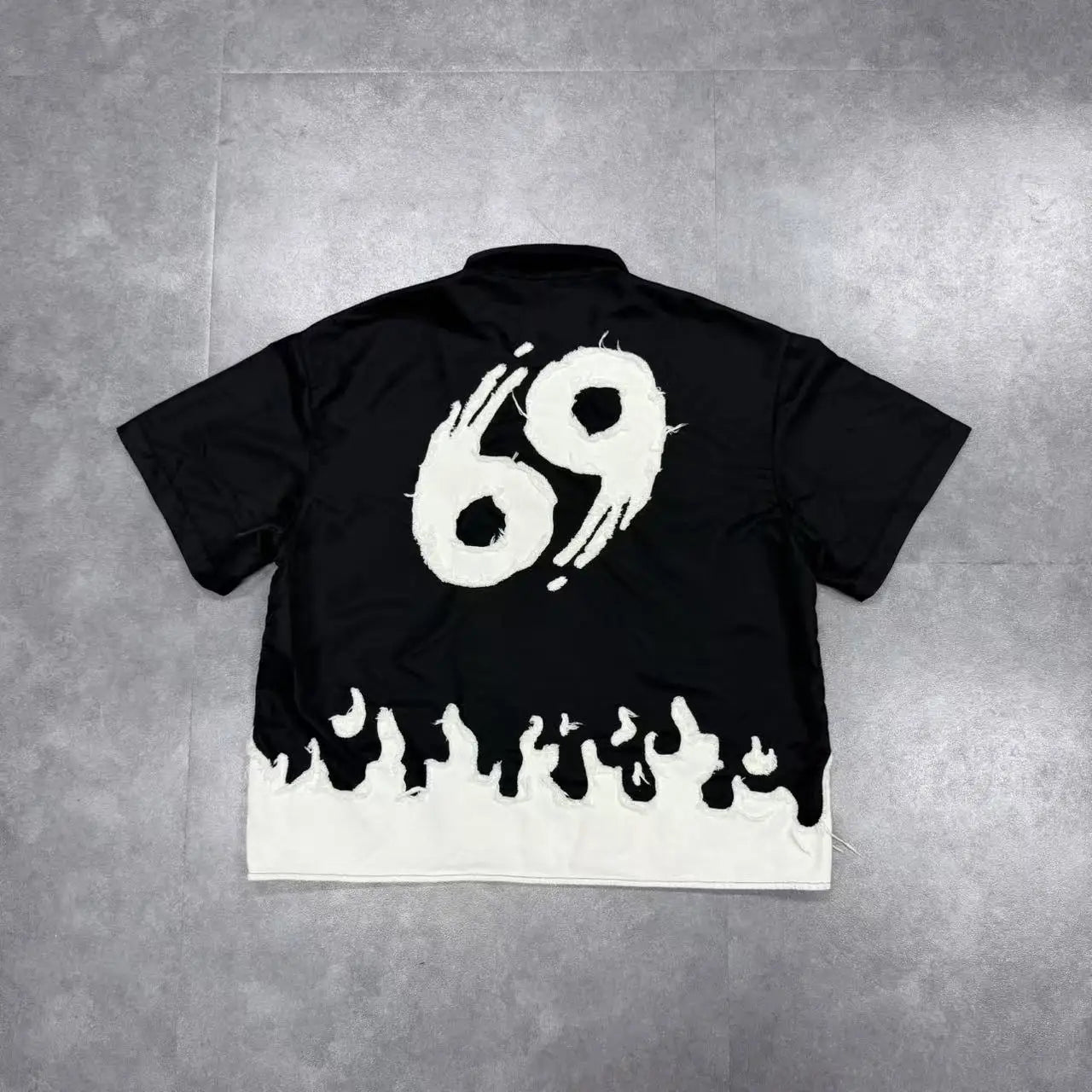 OEM Streetwear  Custom Design Patch Embroidery logo Puffer Button up Open Collar Shirts Nylon Button up Work Shirts