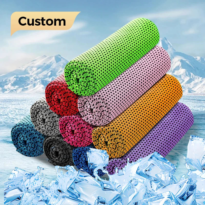 Customized Logo Print Microfiber Travel Gym Sport Cooling Towel Quick-Dry & Ice-Cold Feel for Gym & Outdoor Activities