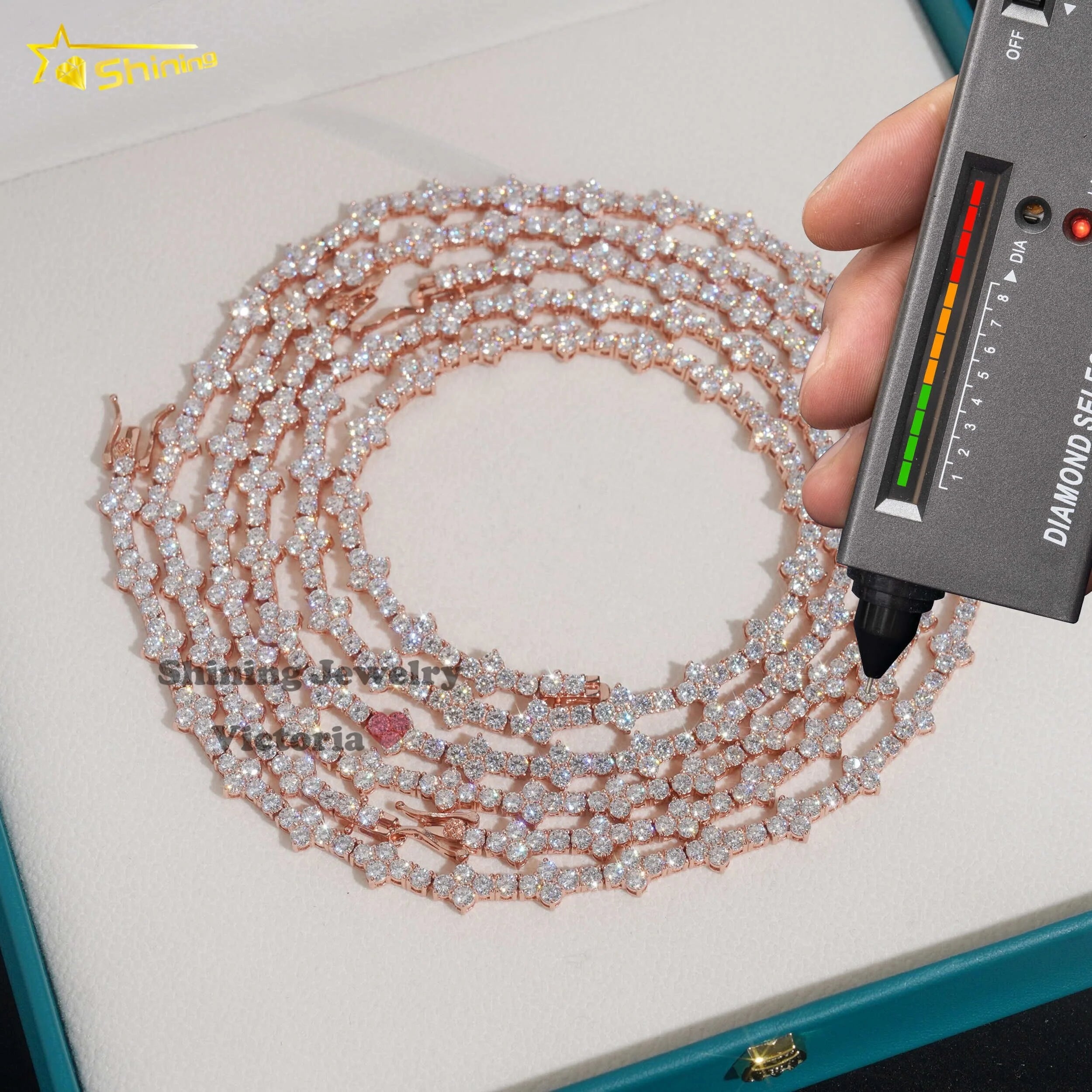 Pass Diamond Tester New Arrival Rapper Jewelry 925 Sterling Silver 3MM VVS Moissanite Cross Tennis Chain