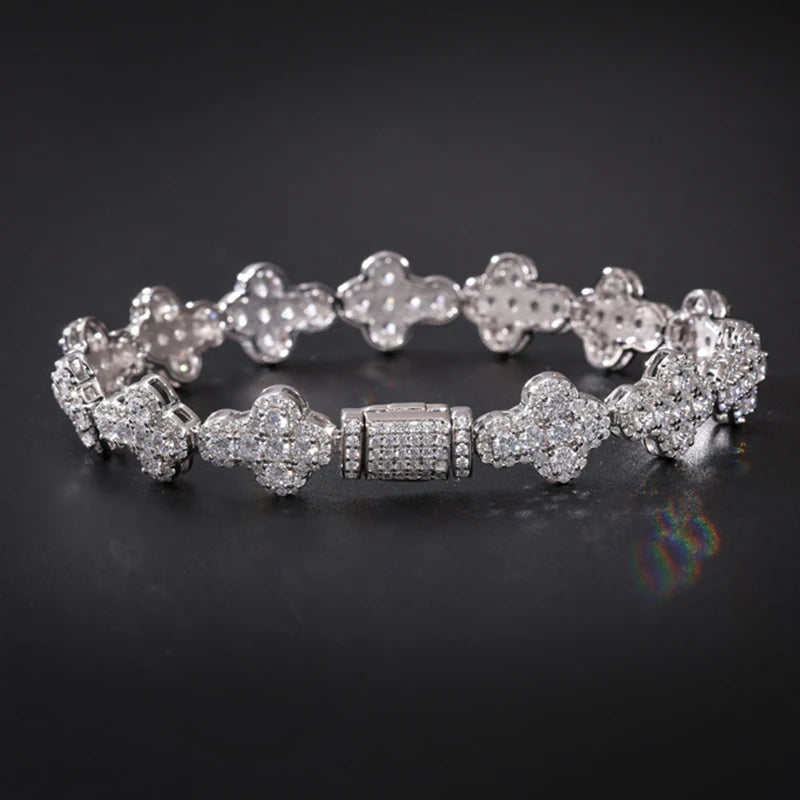 New Design Luxury 925 Sterling Silver Micro Pave Hip Hop Iced Out Jewelry Vvs Moissanite Diamond Men Cross Bracelet