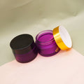 1.7 Ounce Frosted Purple Glass Hair Product Containers Cream Jar with Black Lids for Skin Care Cream