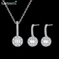 LUOTEEMI Jewellery Flower Earing Fashion Necklace Hot Sale Woman Chain Earring Necklace Zircon Jewelry Set