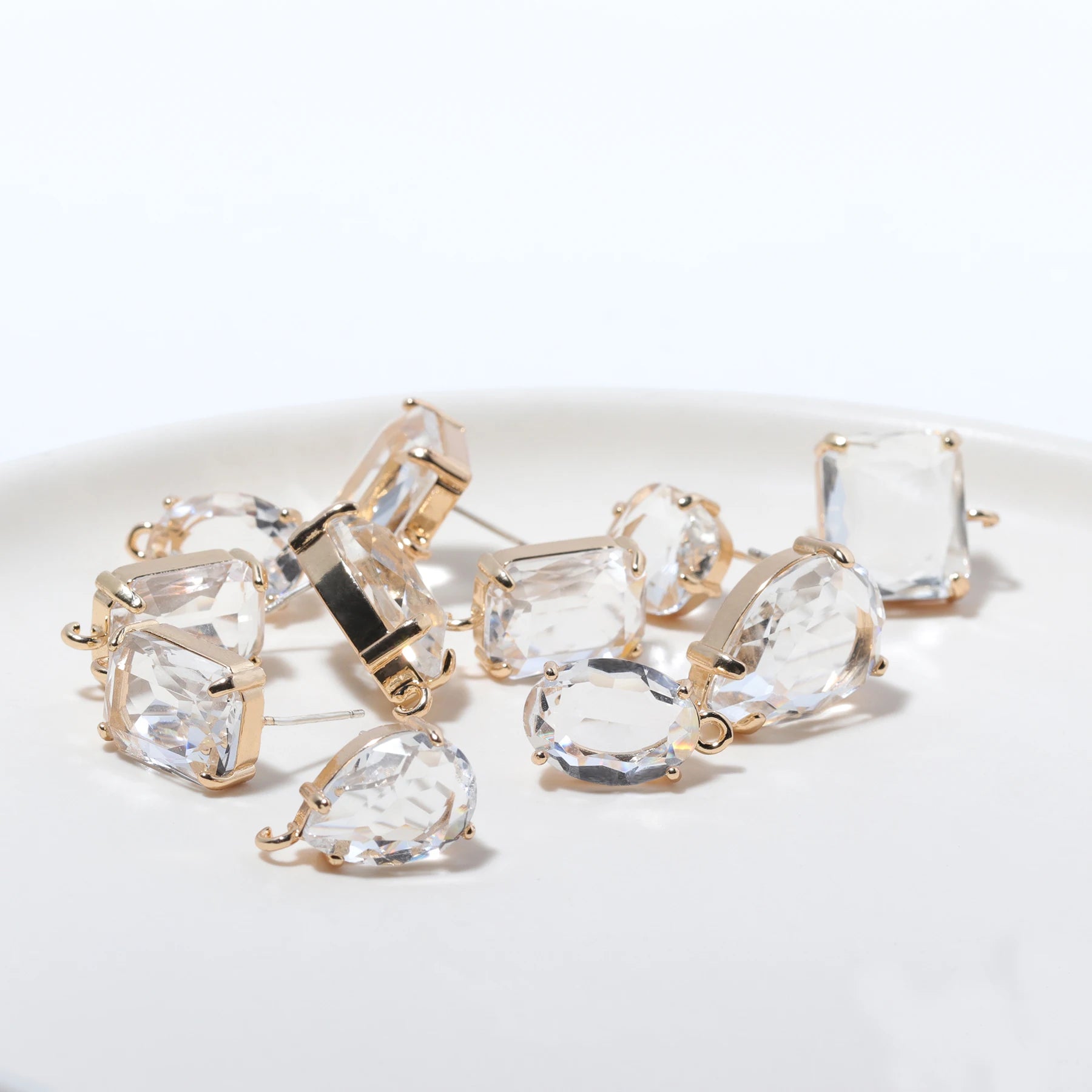 M337 10pcs/lot Transparent Glass DIY Stud Earrings Handmade Jewelry Accessories with Metal Findings for DIY Jewelry Creation