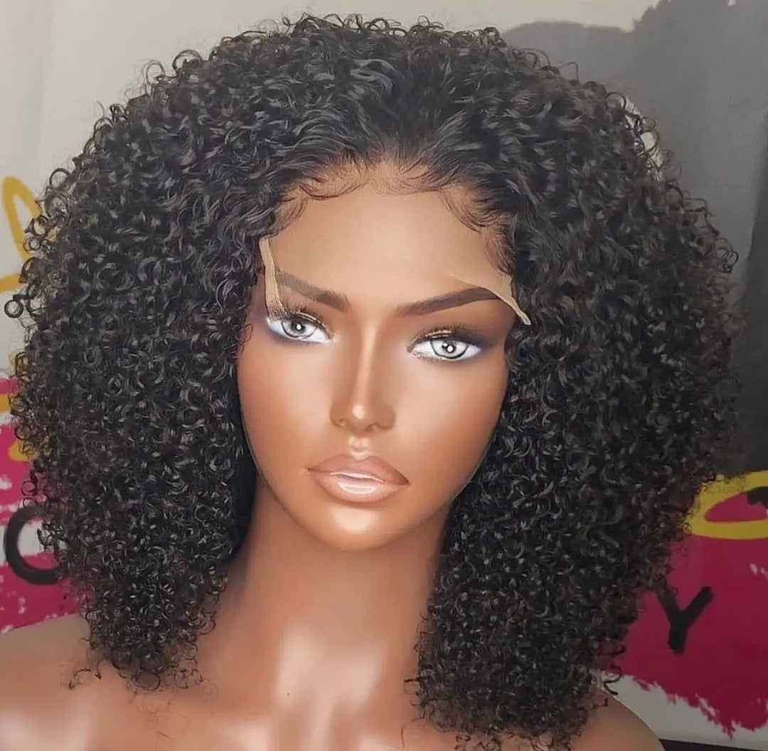 Wholesale High Density Bob Curly Full Human Hair Glueless Lace Front Wig Cuticle Aligned Curl Bob Lace Front Wig for Black Women