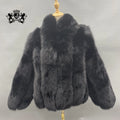 Women Ladies Fluffy Luxury Comfortable Fashion Fox Fur Jacket Casual Style Stand Collar Genuine Fox Fur Jacket