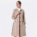 Women Long Trench Coat Fashion Casual Double Breasted With Buttons for Autumn Season Solid Color Cotton