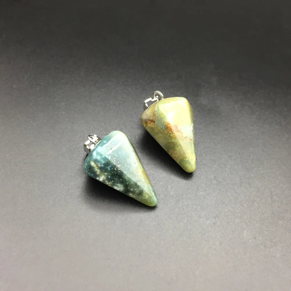 Hongzhuo Reiki Yoga Tini Pyramid Jewelry Natural Indian Agate Dowsing Stone Pendulum Copper Chain Hexagonal Pendant Pendulum Jewelry