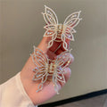 Women Girls Elegant Metal Pearl Rhinestone Butterfly Hair Clips Claw Barrette Hair Accessories