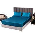 Wholesale Silky Satin Striped Fitted Bed Sheet Wrinkle-Free Deep Pocket Bottom Sheet