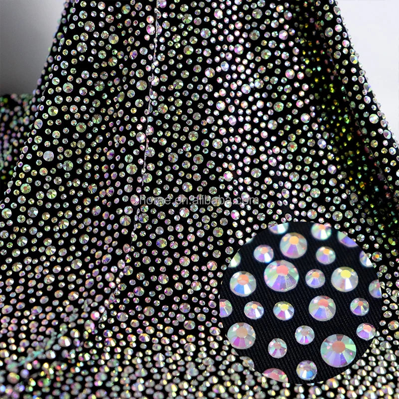 FB001 New Arrival Stretch Diamond Rhinestone Fabric Sparkling Crystal Rectangle for Bags Garments Shoes