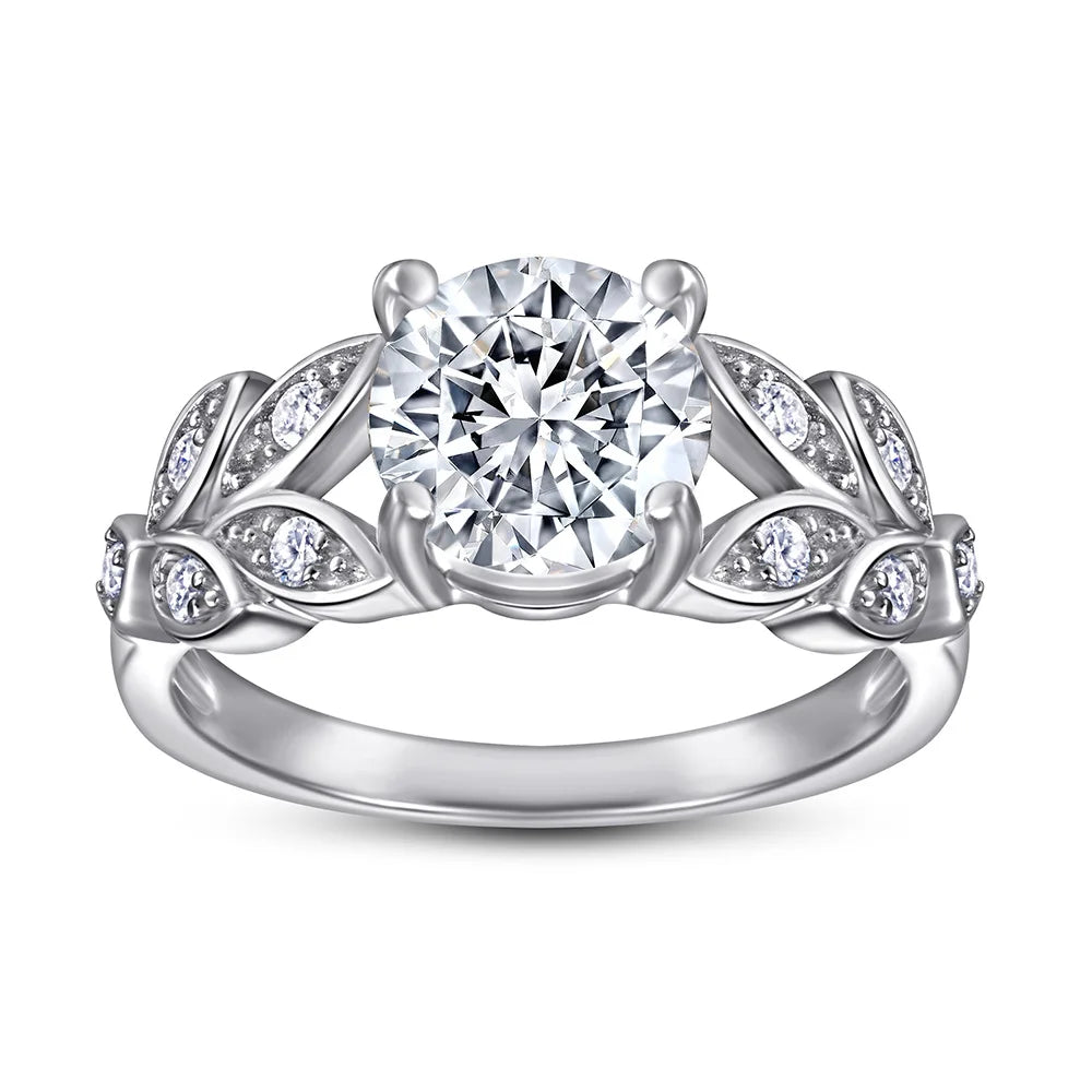 OAHLAN Women's 925 Sterling Silver Trendy Rhodium Wedding/Party Engagement Rings Cut Cubic Zirconia Geometric Romantic