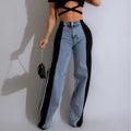 2025 Plus Size 5xl Loose Fit Straight Wide Leg Retro Casual Streetwear Three Stripes Jeans High Stretch Denim Jeans for Women