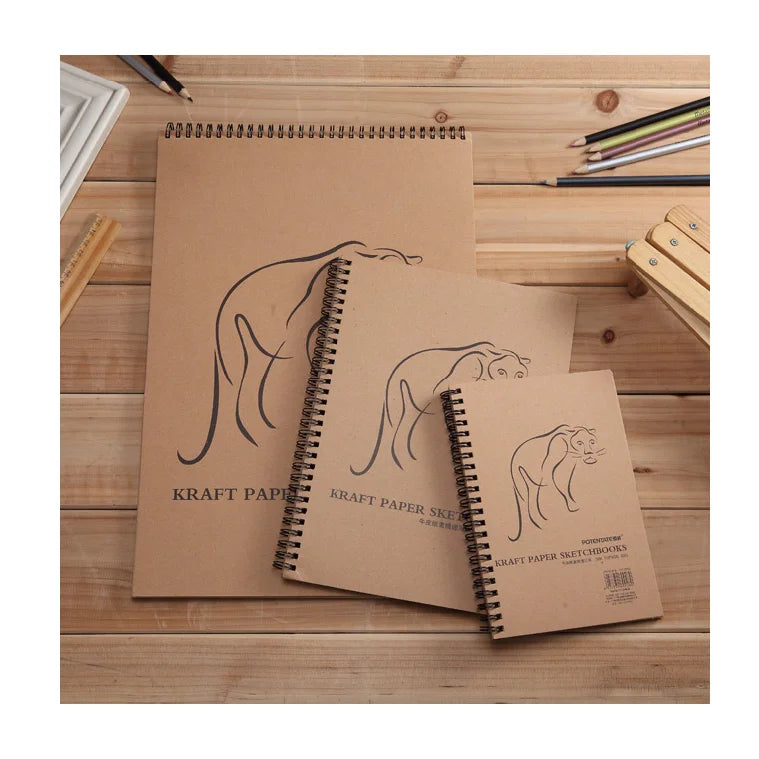 Kraft Sketch Pad 130x190mm POTENATE 80 GSM Spiral Bound for Certified Sketch Paper Smooth Texture for Sketch Paint Ink Pencil