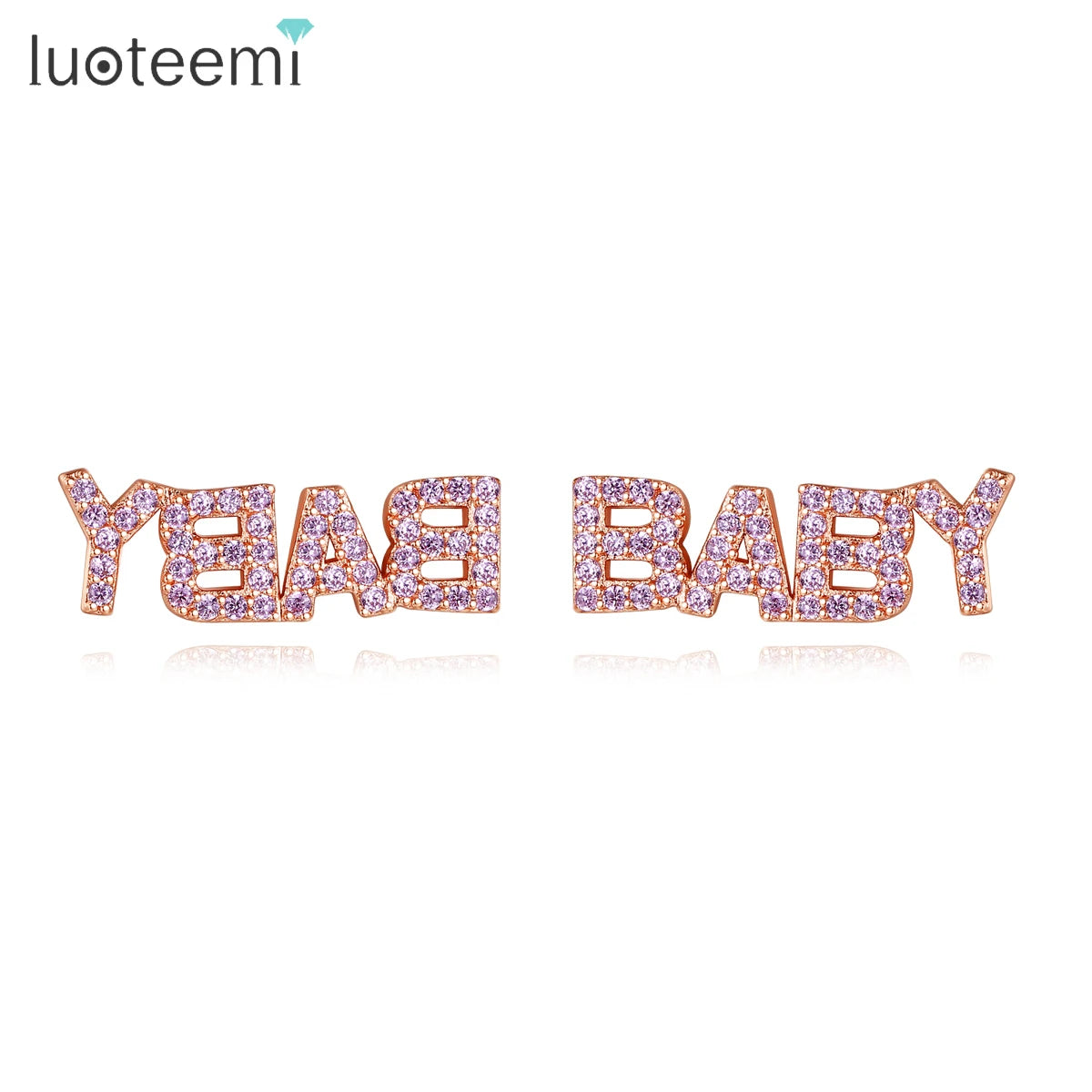 LUOTEEMI Small Earing Tiny CZ Stud Lady Boho Pave Hot Sale Zircon Zirconia New Cute Trendy Letter Earrings