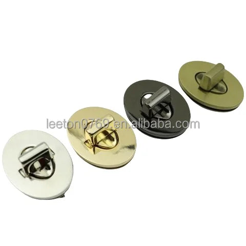 Factory Supply Bag Accessories 4 Sizes and 4 Colored Oval Shaped Zinc Alloy Bag Twist Lock