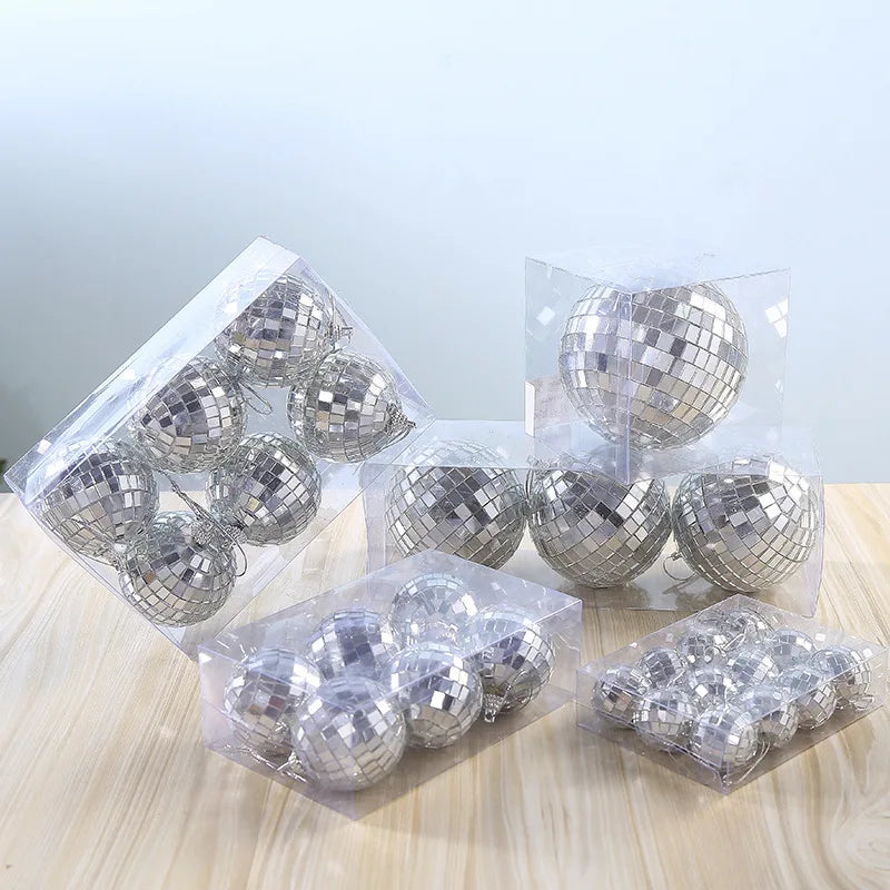 2 - 80cm Ins Mirror Disco Balls Silver Disco Cake Decoration Bright Reflective Mirror Christmas Balls for Birthday Party