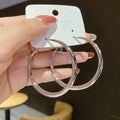 SC Shiny High Polished Gold Plated Earrings Jewelry Korean 925 Silver Needle Exaggerated 5cm Big Hoop Earrings Women 2022