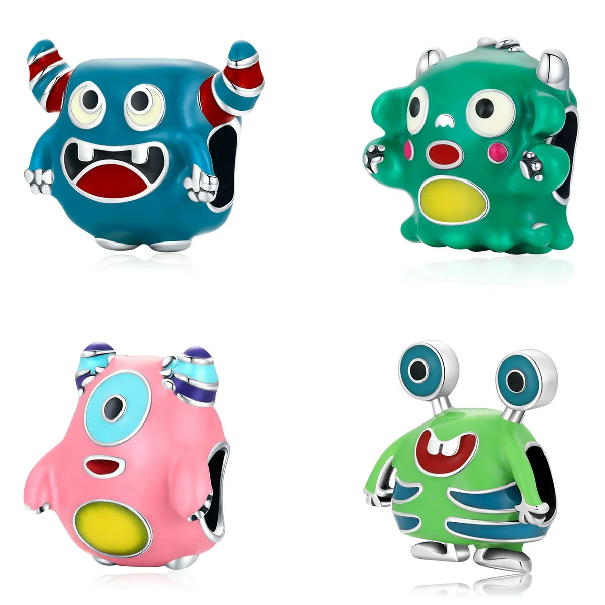 925 Sterling Silver Cartoon Fairy Tale Cute Monster Charm Bead Pendant Fit Bracelet Necklace DIY Women Fashion Jewelry SCC2054