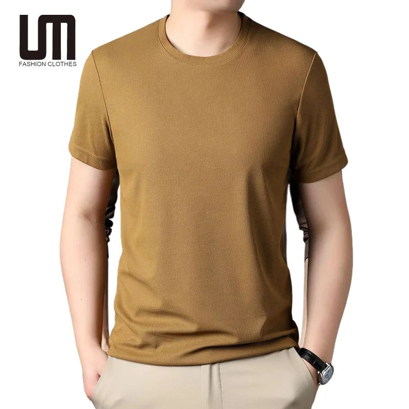 Liu Ming New Product Summer Men Fashion Short Sleeve Solid Color Round Collar Simple Casual Tees T Shirts