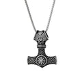 Viking Nordic Helm of Awe Pendant Men's Necklace Stainless Steel Jewelry Celtic Knot Mjolnir Necklace for Man