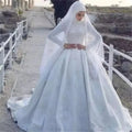 2023 New Summer Wedding Dress Muslim Bride Lace Long Sleeve Puffy Dress Wedding Dress