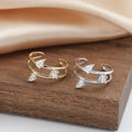 RINNTIN APR39 Zircon Pear Shape Adjustable Open Double Layer 14K Gold Plated 925 Sterling Silver Finger Rings Jewelry for Women
