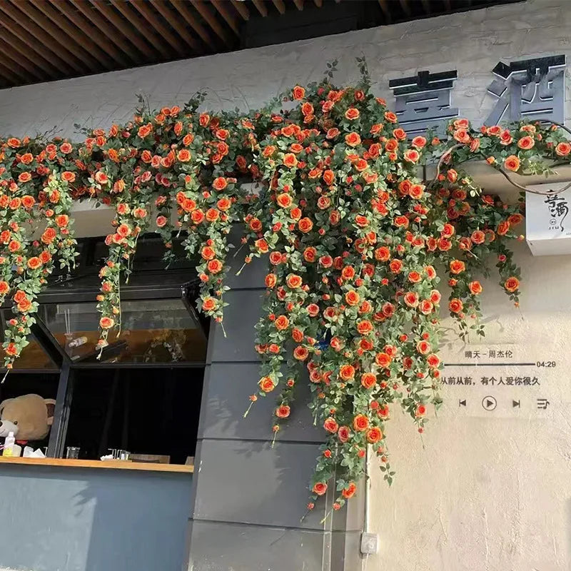 Q147 Artificial Rosetta Home Decoration Vine Simulation Flower Vine Wrapped Flower Vine Wall Decoration Plastic Flower Cover