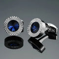 Men Accessories Fashion Customized Blue Stone Cufflinks for Groomsmen