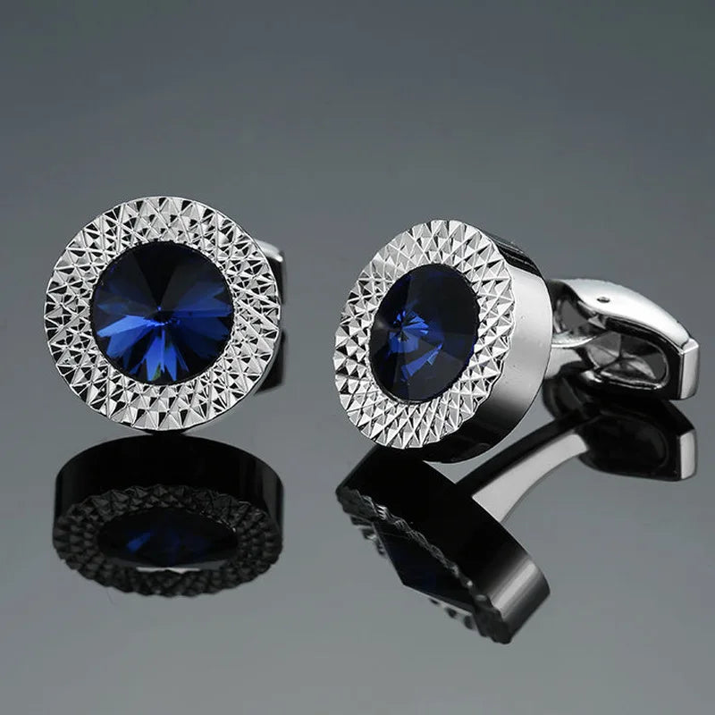 Men Accessories Fashion Customized Blue Stone Cufflinks for Groomsmen