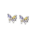 E01897 925 Sterling Silver Tiny Butterfly Stud Earrings for Women Screw Back Gold Plated Cubic Zirconia Cartilage Jewelry