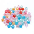 DS  Factory Direct Sale 50 Pcs/bag 8-14mm Magic Color Beads Acrylic Crack Bead DIY Jewelry Making  Round Loose Bead