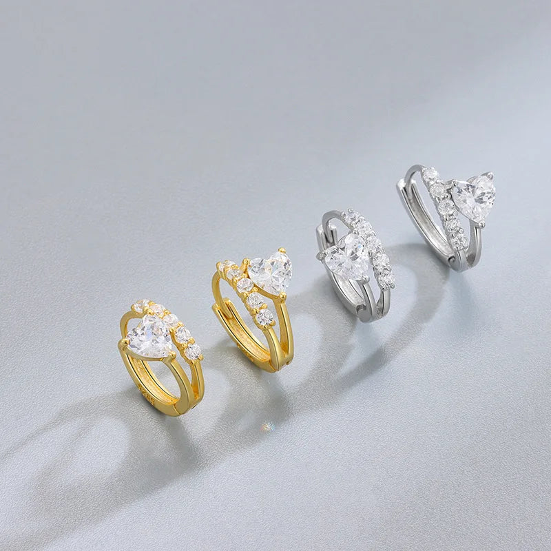 Wholesale 925 Silver Earrings Women 925 Sterling Silver Heart Zircon Earrings Gold Plated Hoop Earrings Jewelry Dropshipping