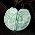 Natural Jade Dragon & Phoenix Pair of Lovers Necklace Fashion Pendants & Charms XC Brand Unisex Anniversary Gift
