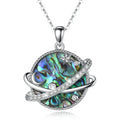 Fashion Women 925 Sterling Silver Mother of Pearl Star Planet Pendant Necklace