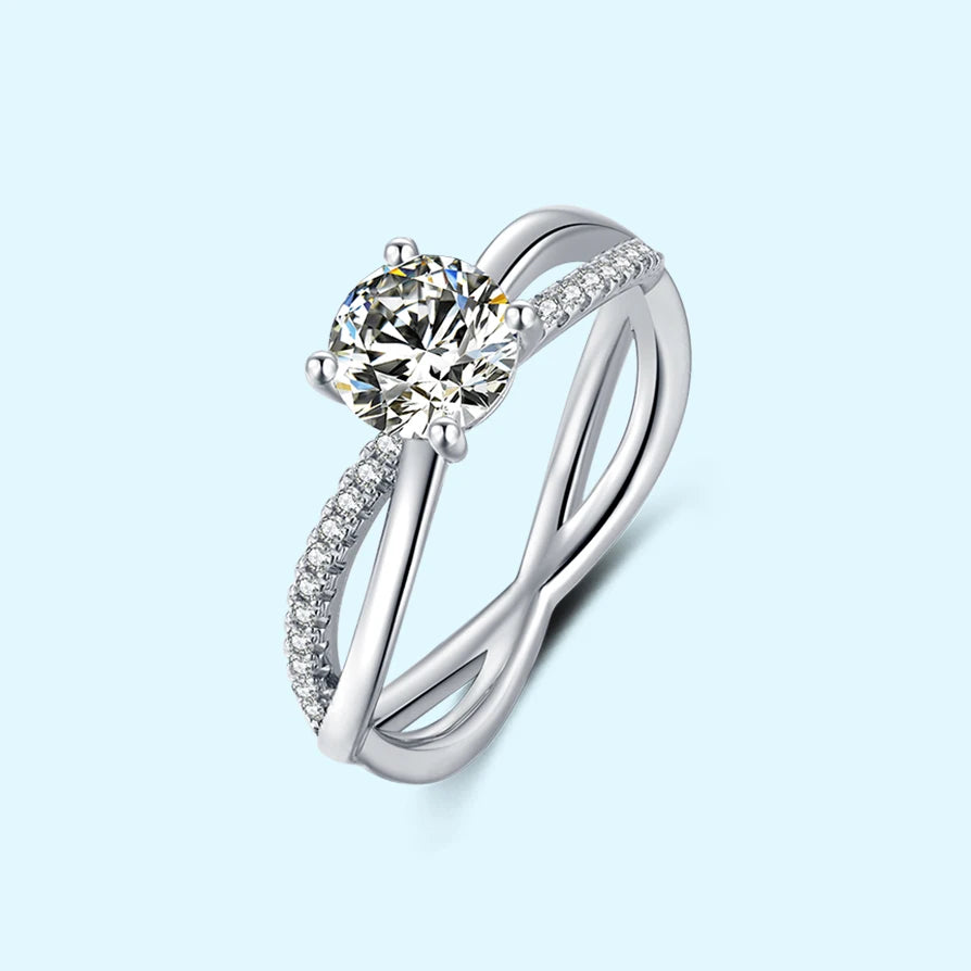 Tarnish Free Luxury Custom Jewelry 925 Sterling Silver 1.0ct VVS Moissanite Engagement Bridal Wedding Ring Jewelry