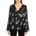 Black Printing Blouse Supplier Longsleeve Elegant Blouses Blouses for Women