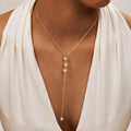 G4020 Wholesale Dainty Gold Plated Stainless Steel Necklace Adjustable Cross Link Chain Y Shaped Tassel Zircon Necklace for Gift