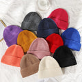 Custom Logo High Quality Solid Color Thick Yarn Warm Windproof Cold Resistant Unisex Acrylic Cotton Cashmere Knitted Beanie