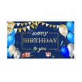 4x6ft Blue Glitter Happy Birthday Flag Banner Party Wall Backdrop Decoration Glitter Series Polyester Foldable