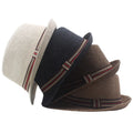 WD-A766  Wholesale Stripes Felt Jazz Fedora Sunshade Hats Paper Straw Hats