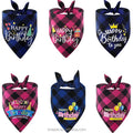 Cotton Pet Birthday Bandana Bibs Summer Winter and Spring Print Accessory with Plaid Design for Dogs