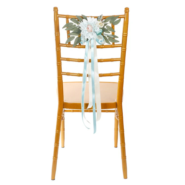 Wedding Background Artificial Chair Back Flower Wedding Decoration Eucalyptus Leaf Chair Sashes