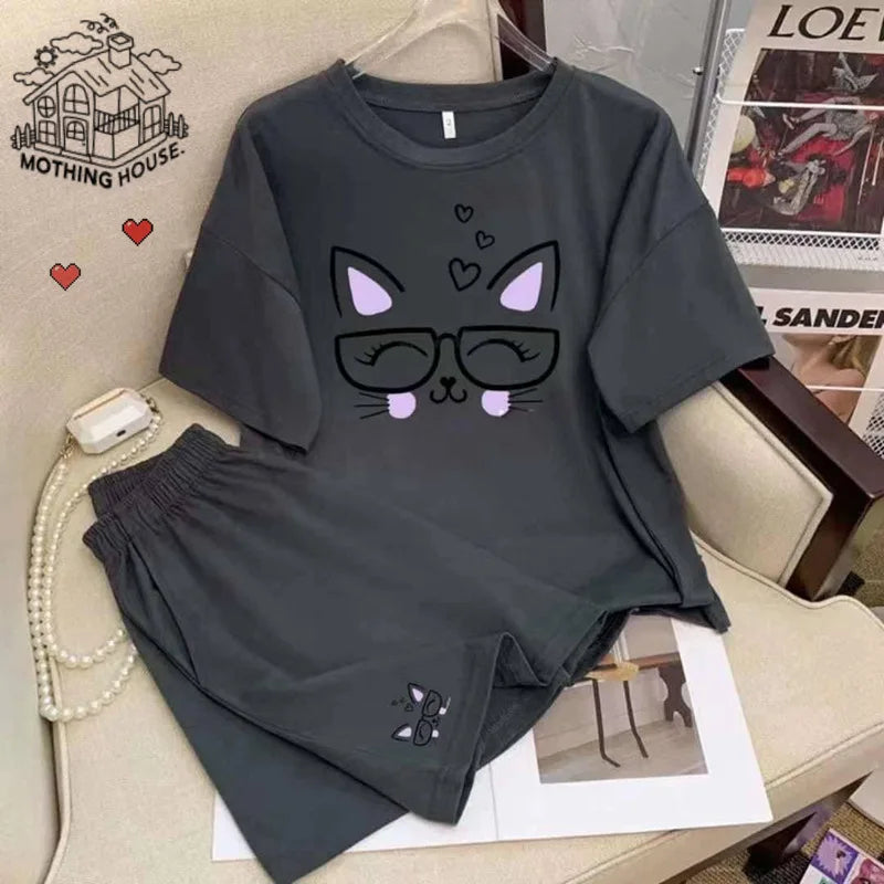 Night Gown Home Casual Sleep Wear Loungewear Nightgowns Suits Nighty Robe Women 2 Piece Set Clothing