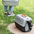 Portable Plastic Pet Carrier/Pet Flight Cage/Dog Transport Box Travel Bag with Animal Pattern for Cars Hanging Bowls Diaper Belt
